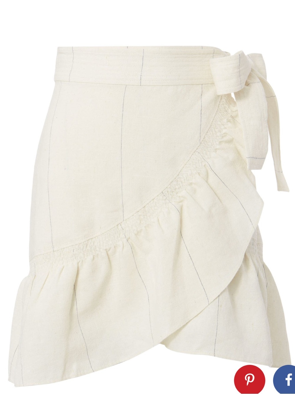 A.L.C. NWOT Cream Wrap Linen Ruffle Skirt with Pinstripes